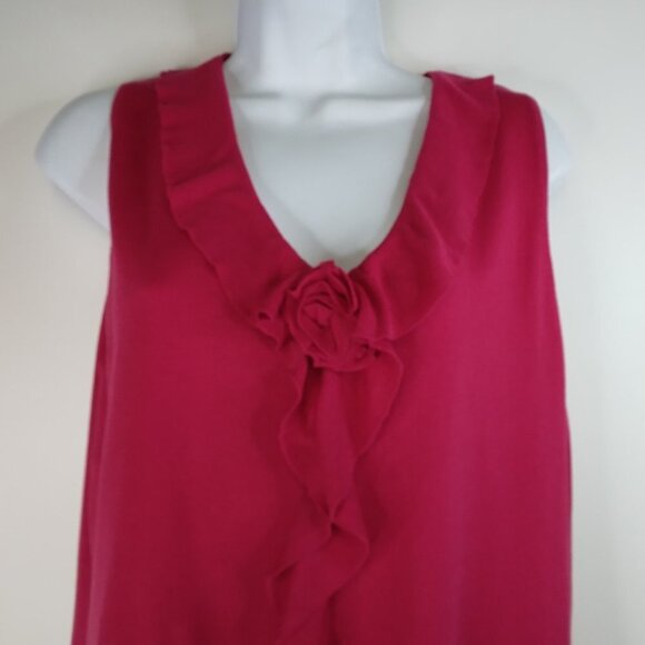 August Silk Pink Ruffle Sleeveless Silk Blend Sleeveless Top Size XL - Picture 2 of 7